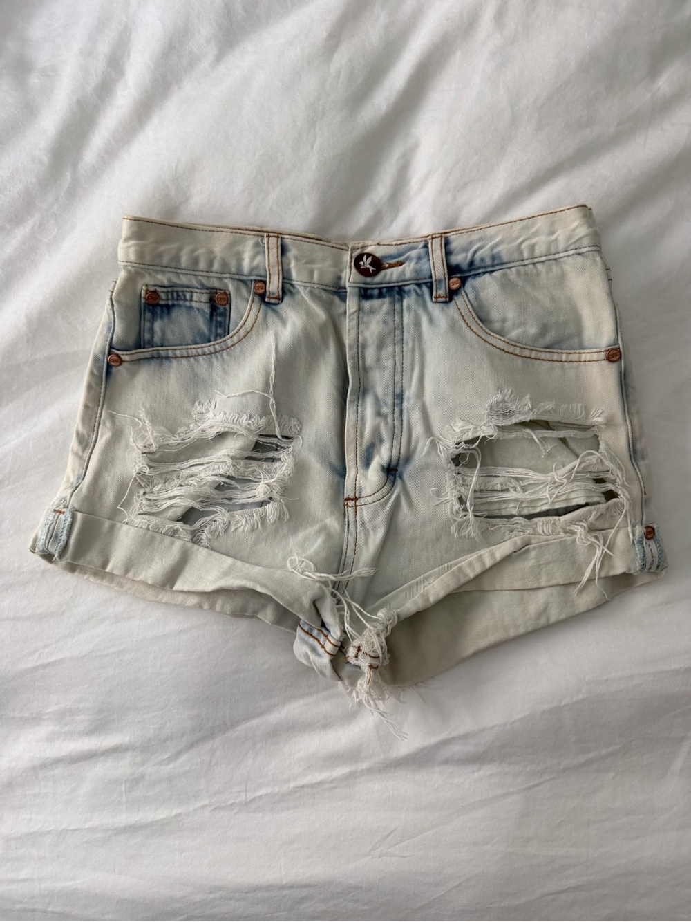 ONETEASPOON Outlaws Light Wash Distressed Denim Shorts - Women